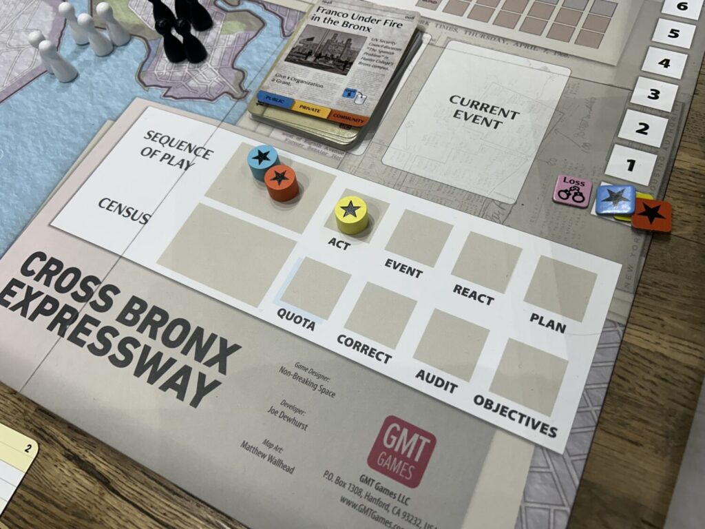 The action selection box, a staple of the COIN games.