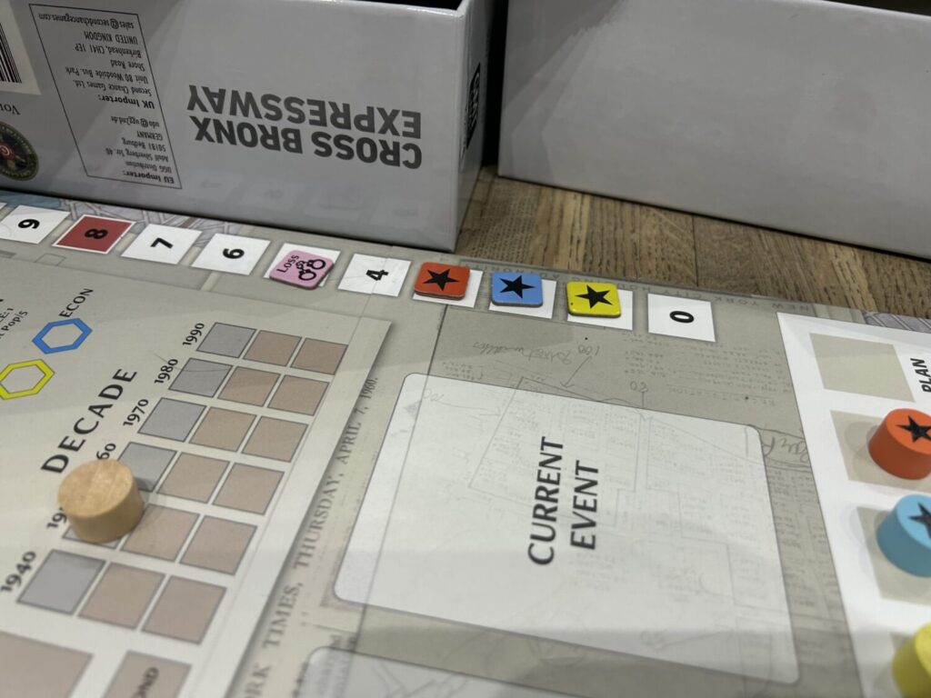 Scoring trackers on the scoreboard.