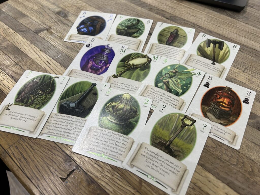 A selection of the new, optional cards, most with a surprisingly large text block explaining their function.