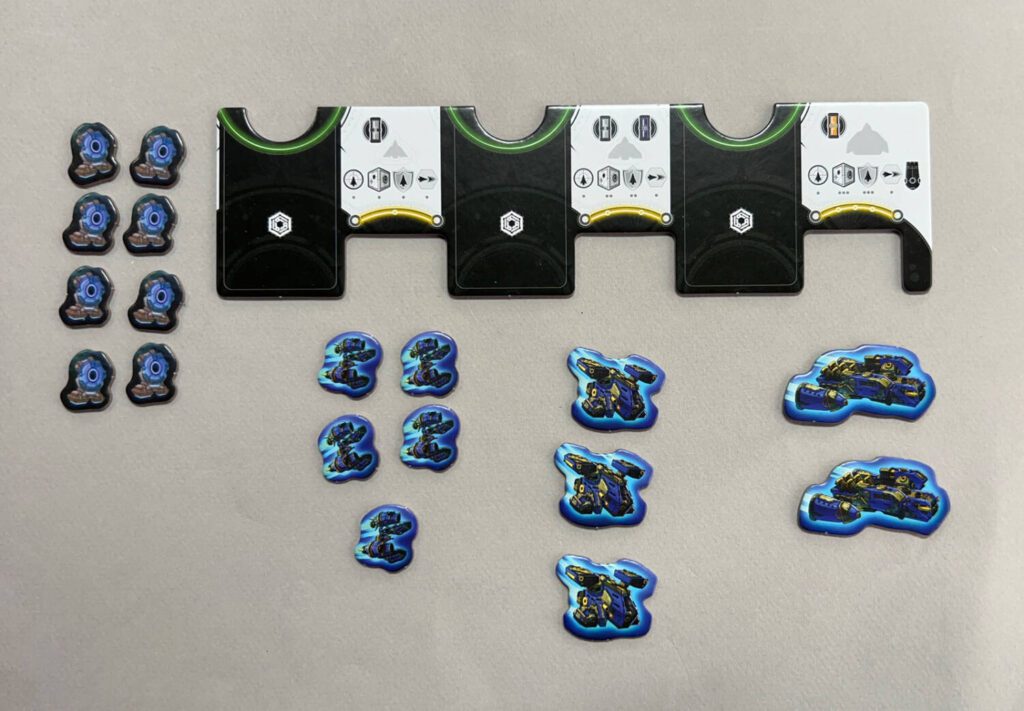 Empty playerboard with Spaceships (below) and Extractors (left).