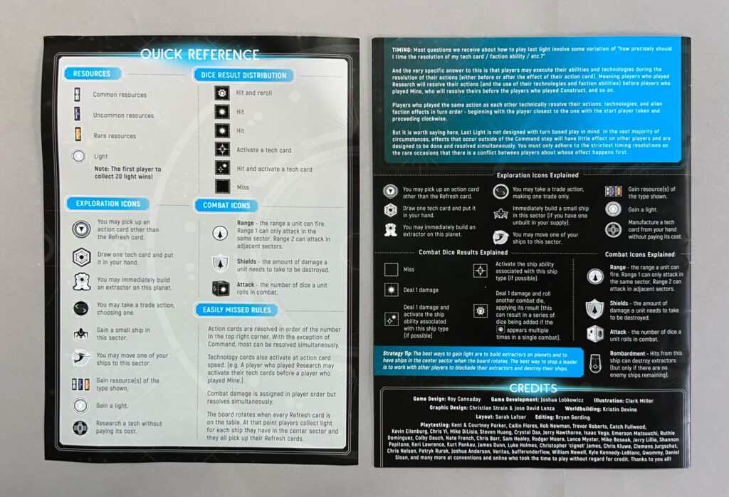 The back of the rulebook.
